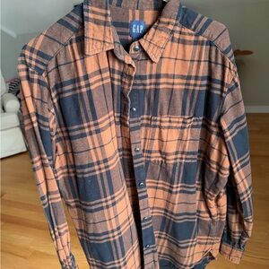 GAP Men's Casual Plaid Shirt in Orange and Black